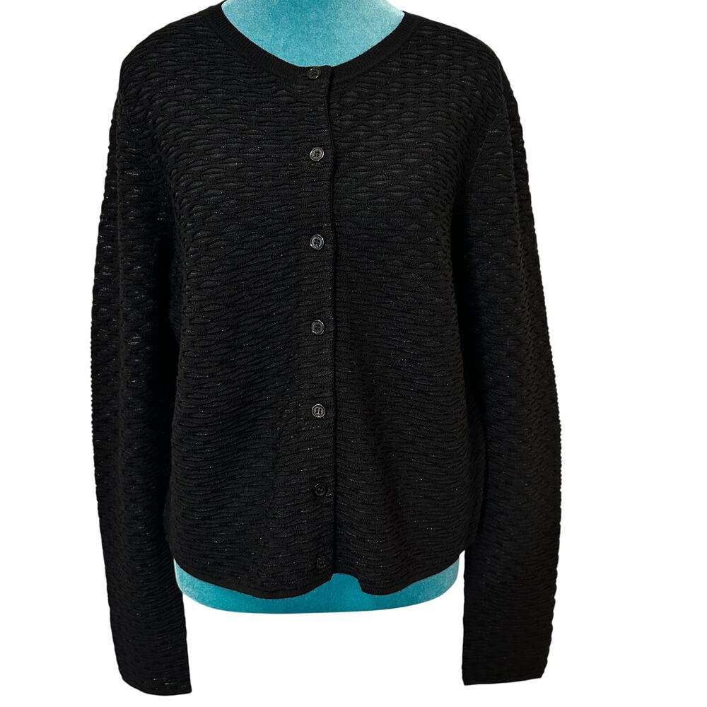 Tory Burch textured metallic cardigan sweater size L NWT